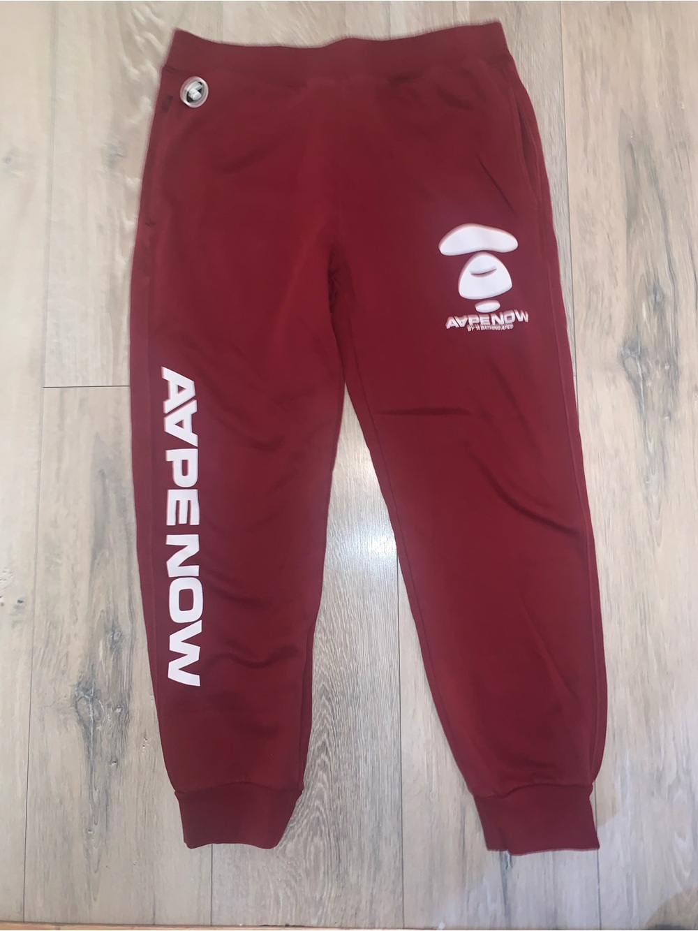 AAPE By A Bathing Ape Moonface Sweatpants Burgundy with Camo pocket Size: Large